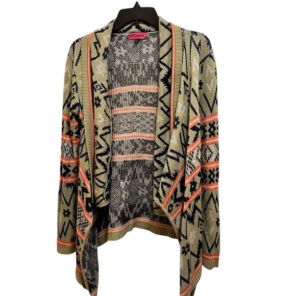 Demanding Women's Tribal Print Open Front Cardigan Sweater Size M - Picture 2 of 6